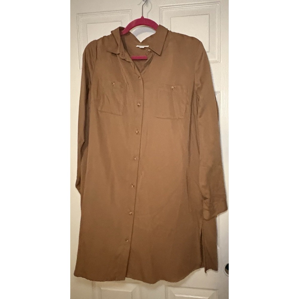 J. Jill Button Front Square Hem Tunic Top Shirt Dress Size Medium